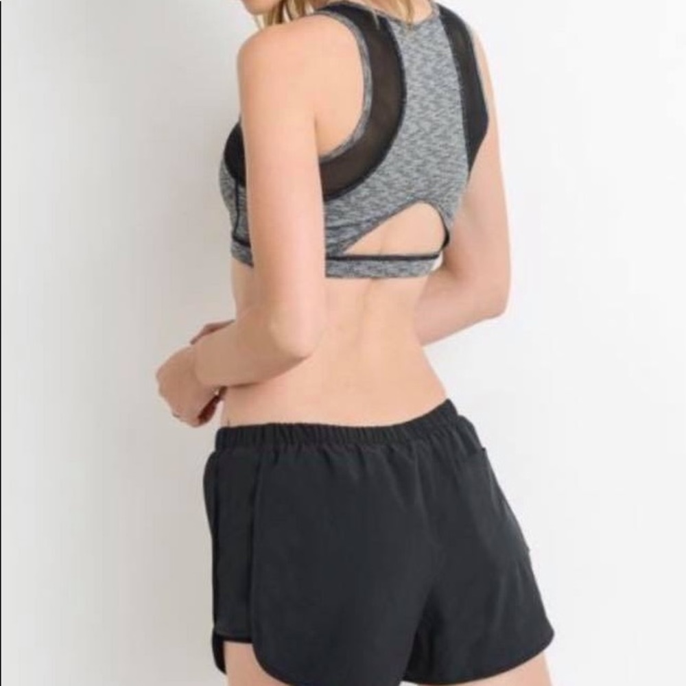 Mono B Grey Sports Bra with Mesh Wrap Panels